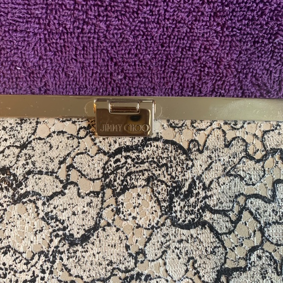 Jimmy Choo Tan/Black Lace Clutch Bag - Picture 2 of 8